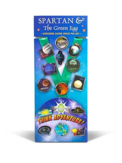 Spartan and the Green Egg: Explorer Outer Space Pin Set featuring pins of the solar system