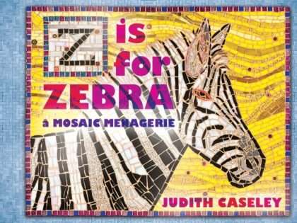 The cover of z is for zebra which shows an image of a zebra created by tiles