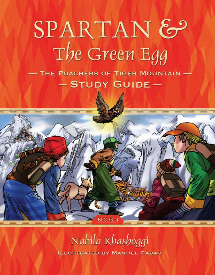 Spartan and the Green Egg, Book 4: Poachers of Tiger Mountain Study Guide Nabila Khashoggi Illustrated by Manuel Cadag, book cover